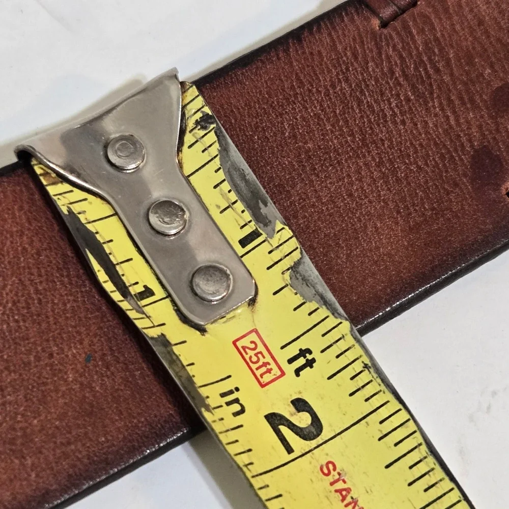 Gap Double O-Ring Belt Womens Small Brown Genuine Leather Brass Buckle 33-36